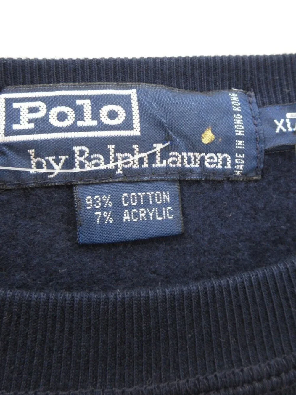 VINTAGE Polo Ralph Lauren Sweatshirt XL Navy Pullover Blank Pony 90s *
